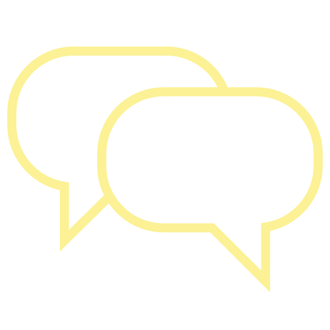 Icon of two yellow speech bubbles.