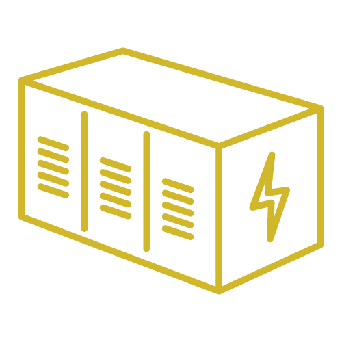 Icon of a yellow storage unit with a lighting bolt on one side.