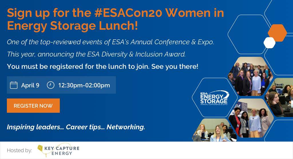 Graphic for a woman in storage luncheon with images of woman employees.