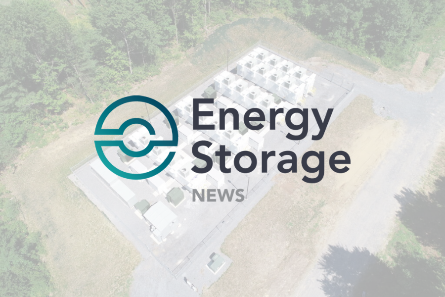 Energy Storage logo with overview of storage site behind it.