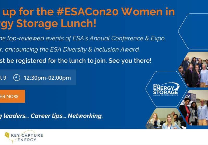 Graphic for a woman in storage luncheon with images of woman employees.